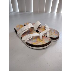 Kids‎ White Multi Swirl Cork Footbed Slip On Sandals Size 4